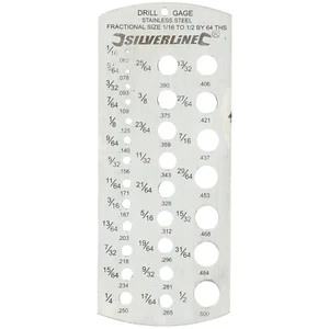 Taladro fraccional imperial calibre de tamaño 1/16"-1/2" guía de orificio de grifo acero inoxidable - Imagen 1 de 1