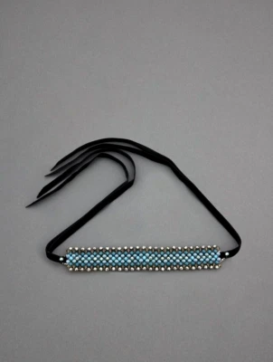 Colar Gargantilha Feminina LUCKY BRAND Declaração de Contas Veludo Azul Novo com etiquetas $99 - Imagem 1 de 4