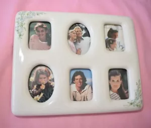 Vintage Porcelain Picture Frame 6 Window Unused Self Standing - Picture 1 of 5