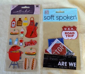 2 Pkges Summer Theme Scrapbooking Paper Crafts Stickers Backyard BBQ & Road Trip - Picture 1 of 5