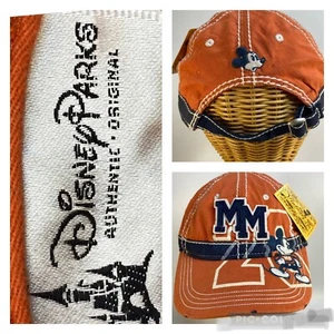 Disney Parks Mickey Mouse Strapback Hat Authentic 28 Orange Embroidered Adult - Picture 1 of 18