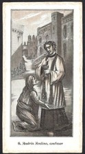 Antico Santino de San Andres Avelino estampa image pieuse holy card