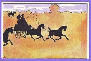 SILHOUETTES SURREY WITH HORSES POSTCARD - Picture 1 of 1