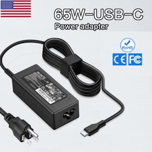 65W Laptop Charger Type USB-C Wall Adapter for Lenovo/Dell/Asus/MacBook Pro Air - Picture 1 of 11