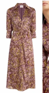 NWT CINQ A SEPT DAYNA DESERT ROSE MULTI V-NECK MIDI DRESS SIZE 6 $395 NEW - Picture 1 of 5