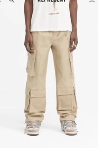Represent NWT Men’s Baggy Cargo pants size S Beige D2 - Picture 1 of 13