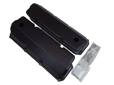Ford V8 302 351 Cleveland Tall Cast Alloy Valve Covers Black Finish - Image 1 of 2