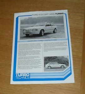 Ford Escort XR3I Turbo Technics Brochure Flyer 1987-1988 - TT130 & TT160 - Picture 1 of 2