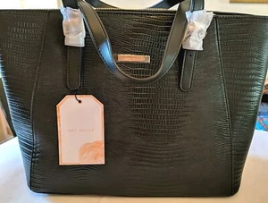 Amy Miller Black Faux Snake Tote Bag Double Straps NEW - Picture 1 of 13