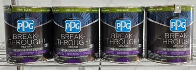 PPG Paint Break-Through! Lot of 4x 1 qt Semi Gloss White Interior Exterior Base - Image 1 of 4