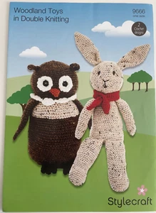 Hare and Owl 2 woodland toys CROCHET PATTERN wearing scarf toy Stylecraft 9666 - Bild 1 von 7