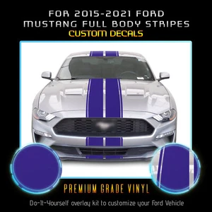 For 2015-2021 Mustang Full Body Rally Racing Stripes Graphic Decal - Matte Vinyl - Picture 1 of 23