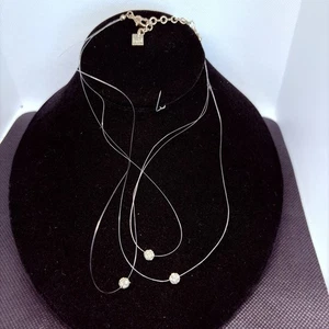 "Collar de 3 hilos Nine West de 8"" de colección de la década de 1990, bola de racimo estrás BELLEZA USADO EN EXCELENTE ESTADO" - Imagen 1 de 4