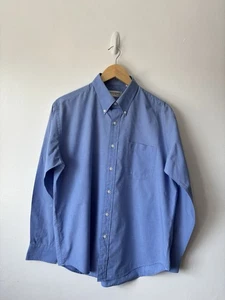 Vintage YSL Yves Saint Laurent Plain Blue Long Sleeve Shirt Logo 40/41 16 - Picture 1 of 5