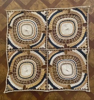 Vintage African Woven Wall Hanging Panel Handcrafted Tribal Art 19” Geometric - Image 1 of 4