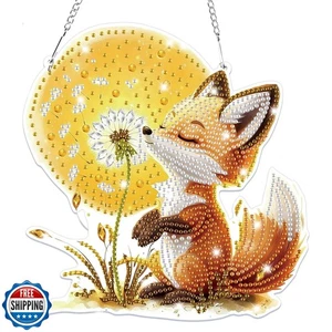 Kits colgantes de arte de diamantes de otoño Bowetile para adultos niños, arte de diamantes de zorro Sunca - Imagen 1 de 5