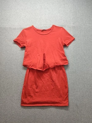 Vestido Zara Trafaluc Mujer Grande Rojo Camiseta Mini Superposición Recorte Algodón Foto 1 de 4