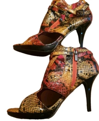 Hostile ANNE Michelle Faux Snake Skin 4" Stilettos High Heels 11 41 sexy shoes - Image 1 of 4