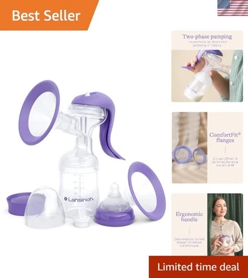 Portable Two-Phase Manual Breast Pump with 5oz Baby Bottle and Slow-Flow Nipple - Image 1 of 4