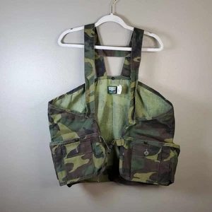 Vintage Hunting Vest Camo Saf T Bak Made In USA XL Adjustable Pockets Pouch - Picture 1 of 9