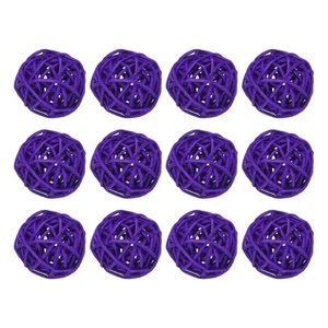 12 Pcs Wicker Rattan Balls 1.2In for Vase Fillers Party Decorative Dark Purple - Picture 1 of 5