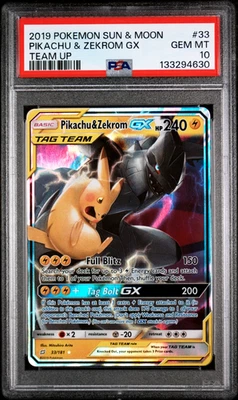 PIKACHU & ZEKROM GX #33 | SUN & MOON: TEAM UP | 2019 POKEMON | PSA 10 - Image 1 of 2