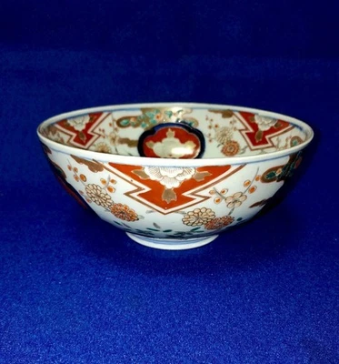 Cuenco de porcelana flor 7,4 pulgadas siglo XIX antiguo japonés Edo IMARI pintado a mano Foto 1 de 4