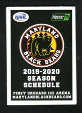 Maryland Black Bears--2019-20 Pocket Schedule--NAHL