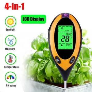 4 in 1 LCD Digital PH Tester Soil Water Moisture Light Temperature Test Meter - Picture 1 of 9