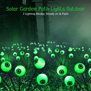 2-10Pcs Halloween LED Green Eyeball Swaying Firefly Solar Lights - Solar Powered - Picture 1 of 10