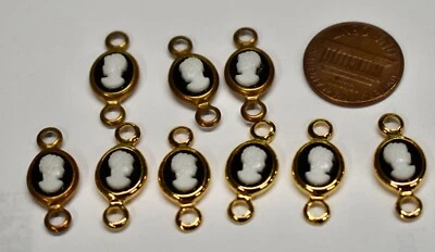 DE COLECCIÓN 9 PEQUEÑOS CAMAFEOS DE RESINA EN CUENTAS CONECTOR LATÓN NEGRO Y 6L 3R LOTC9 Foto 1 de 2