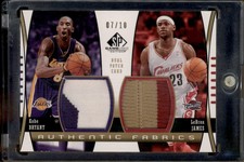 2004 SP Game Used Authentic Fabrics Dual Patches Kobe Bryant LeBron James /10