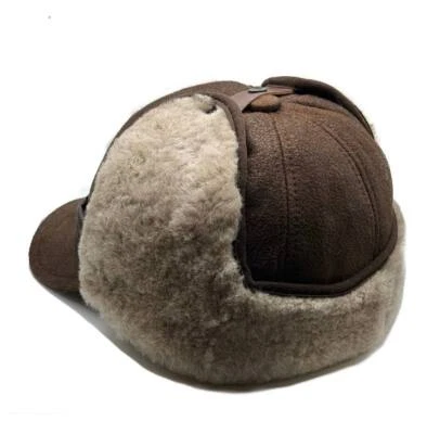 Handmade 100% Natural Sheepskin Shearling Leather Trapper Hat | Aviator hat - Image 1 of 4
