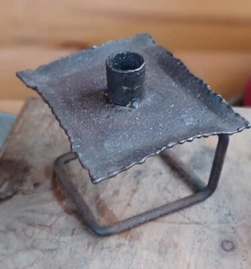 Vintage Primitive Farmhouse Metal Rustic Chamber Stick Candle Holder - Unique - Picture 1 of 14
