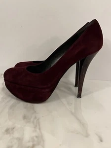 Stuart Weitzman weinrot Wildleder Plateau Heels 5" 7,5 Stiletto Pumps Leder - Bild 1 von 8