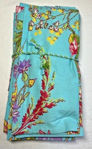 April Cornell SERVIETTEN (10) AQUA WILDBLUMEN 16x16 100 % Baumwolle Neu in Verpackung - Bild 1 von 2