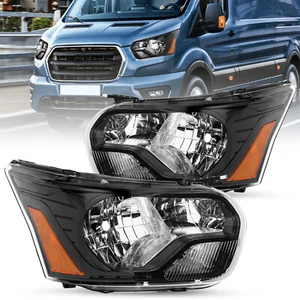 For 2015-2023 Ford Transit Headlight Assembly Black Driver&Passenger Side Pair - Picture 1 of 7
