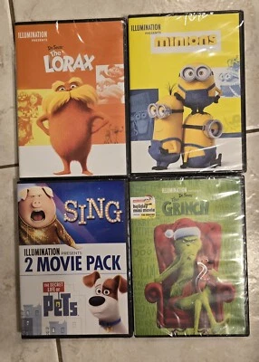 Illumination 4 DVD Lot: LORAX, MINIONS, SING, PETS NEW SEALED FREE SHIP - Image 1 of 2