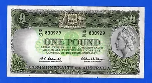 Australia 1 Pound 1961-5 P-34a QE II Circulated Note HK50 830929 - Picture 1 of 3