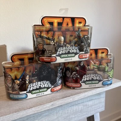 Conjunto Star Wars Galactic Heroes ~ Boba Fett, Vader, Yoda Novo na embalagem - Imagem 1 de 4