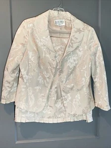 Julian Taylor Suit Dress Size 10 Petite Beige Floral Vintage - Picture 1 of 13