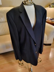 43L Jos A Bank Gold Buttons Navy Worsted Wool Blazer Jacket Preppy Casual EUC - Picture 1 of 11