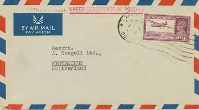 INDIA 1942/1950 14A superb airmail cover + 3 1/2A superb cover to SWITZERLAND - Image 1 of 2