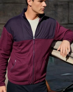 Goodfellow & Co. Full Zip Sweater Mens 2XL Color Wine & Brown 100% Polyester - Picture 1 of 4