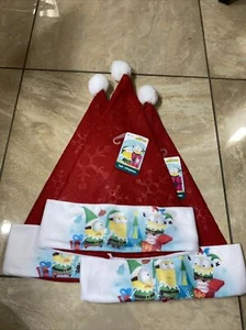 Illumination Minions Santa Hat w/ Pom Pom Snowflake Imprint Brand New! OSFM - Picture 1 of 2