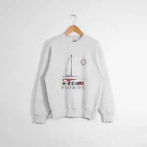 Sudadera Grande Florida Años 90 De Colección - Navegación Cuello Redondo Envejecida EE. UU. - Imagen 1 de 5