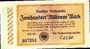 1923 Germany 200.000.000 / 200 Million Mark Banknote Reichsbahn - Picture 1 of 1