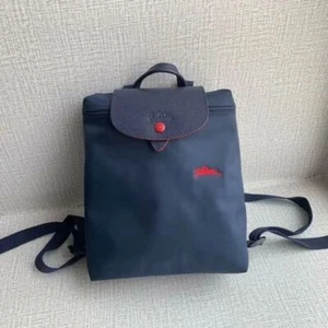 Longchamp Le Pliage Navy Blue Nylon Leather Backpack Women's Bag Outlet New - Picture 1 of 9