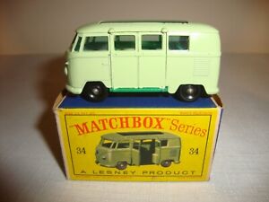 LESNEY MATCHBOX 34B VOLKSWAGEN CAMPING CAR - EXCELLENT in original D BOX