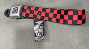 Chevy Red & Black Checker Adjusted Seatbelt BELT Buckle Belt Licensed 24”-38” - Picture 1 of 6